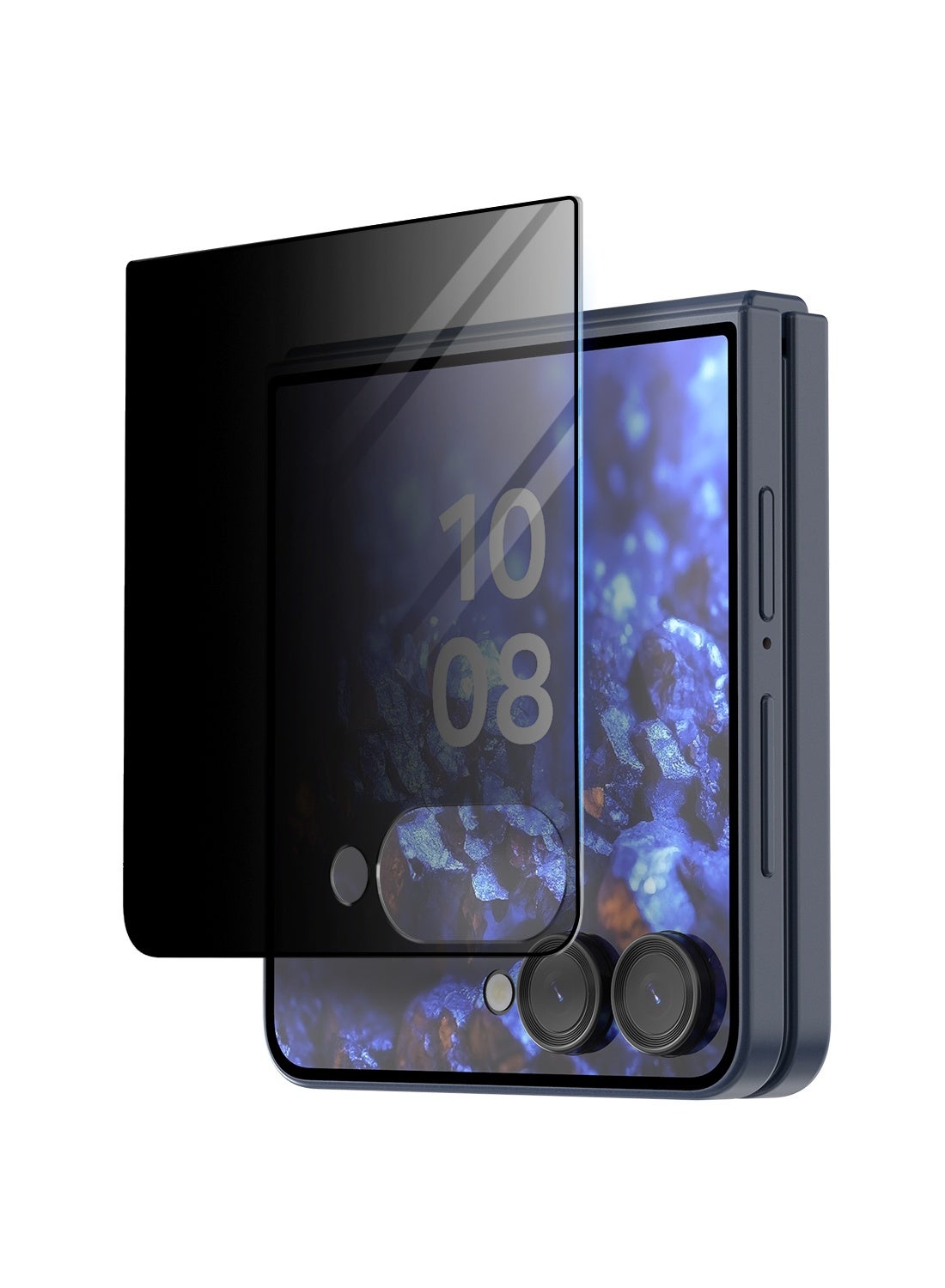 Samsung Galaxy Z Flip7 5G 2025 Premium E2E Series Privacy Full Glue Full Cover Tempered Glass Screen Protector (MSGECP) - Clear/Black