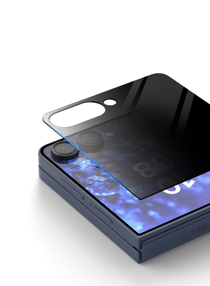 Wtech Samsung Galaxy Z Flip7 5G 2025 Premium E2E Series Privacy Full Glue Full Cover Tempered Glass Screen Protector (MSGECP) - Clear/Black - Image 2