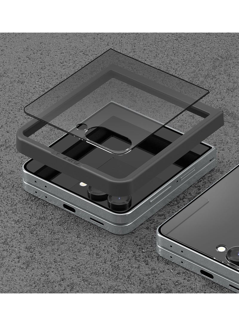 Wtech Samsung Galaxy Z Flip7 5G 2025 Premium E2E Series Privacy Full Glue Full Cover Tempered Glass Screen Protector (MSGECP) - Clear/Black - Image 4