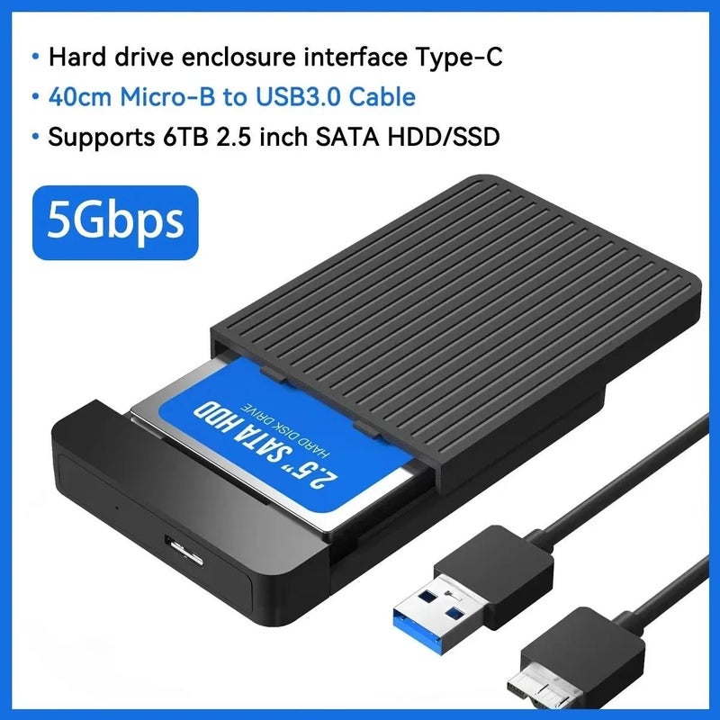 2.5 Inch SSD External Hard Drive Case Adapter USB 3.1 SATA HDD Enclosure 6Gbps Data Transfer for PC and Laptop Storage - Image 2