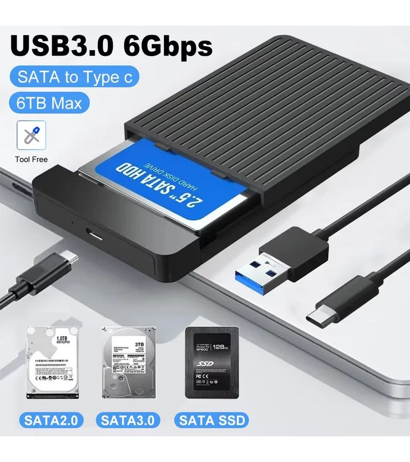 2.5 Inch SSD External Hard Drive Case Adapter USB 3.1 SATA HDD Enclosure 6Gbps Data Transfer for PC and Laptop Storage - Image 1