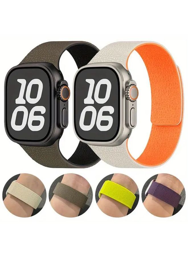 Lychee Pattern Magnetic Strap For 38 40 41mm Smartwatch Black Burgundy Sports Band - Image 1