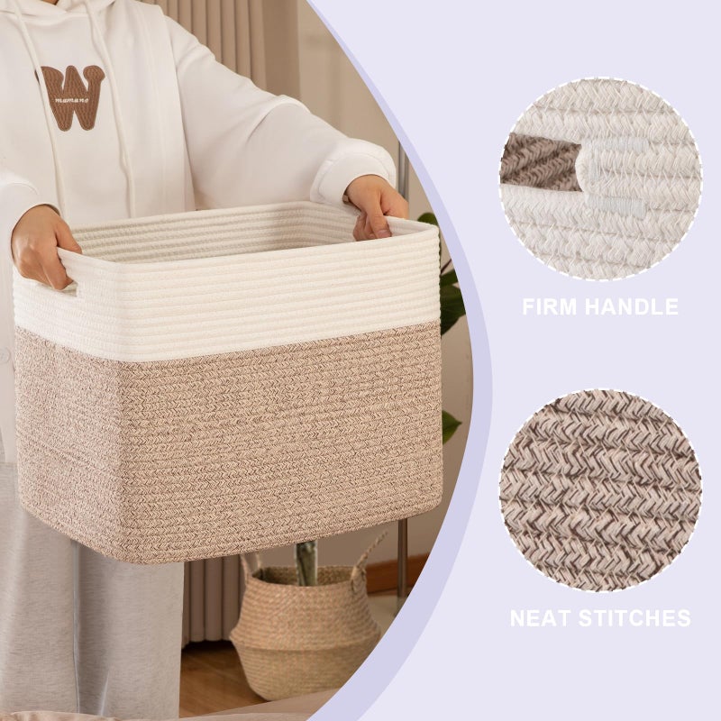OIAHOMY Storage baskets for Shelf, Toy Storage Basket, Collapsible Storage Bins, Blanket Basket Living Room, Closet Storage for Bedroom, 16.5 x 13 x 12 Inches-Pack of 2-Brown - Image 3