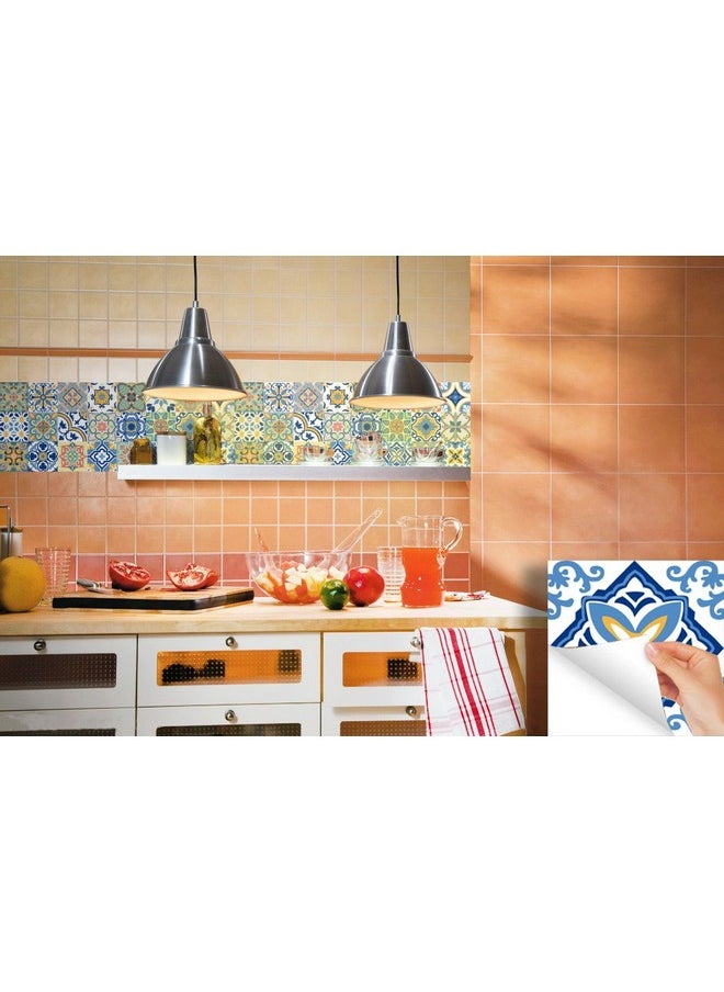 G GSS Designs Gss Designs 24 Pc Pack Traditional Mexican Talavera Tile Stickers For Bathroom & Kitchen Backsplash Decoration 4X4 Inch (10X10Cm) Waterproof Removable Wall Sticker Decals(Ts24005)  - Image 2