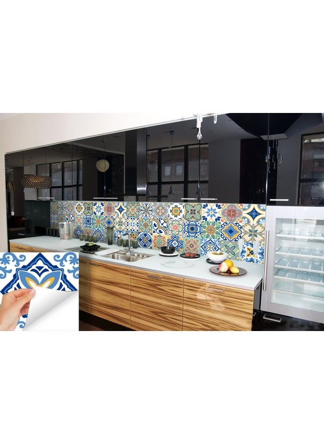 G GSS Designs Gss Designs 24 Pc Pack Traditional Mexican Talavera Tile Stickers For Bathroom & Kitchen Backsplash Decoration 4X4 Inch (10X10Cm) Waterproof Removable Wall Sticker Decals(Ts24005)  - Image 4
