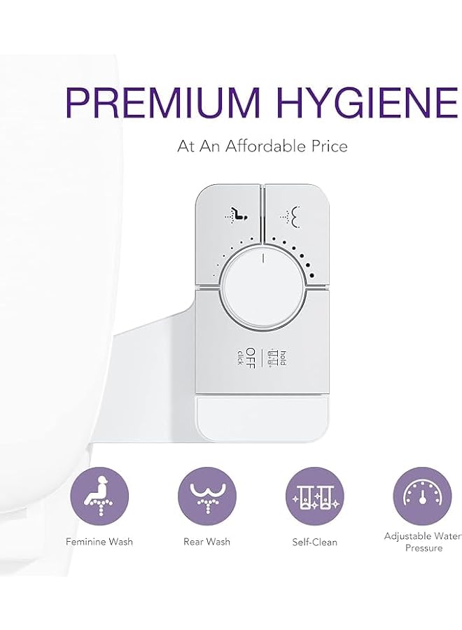 The Bros ملحق بيديت للمرحاض، رشاش ماء بارد ذاتي التنظيف فائق النحافة للمقاعد الموجودة للمرحاض مع فوهتين لتنظيف المؤخرة - Image 4