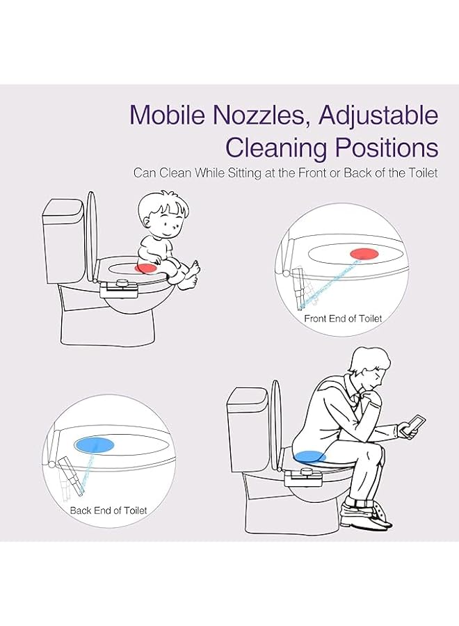 The Bros ملحق بيديت للمرحاض، رشاش ماء بارد ذاتي التنظيف فائق النحافة للمقاعد الموجودة للمرحاض مع فوهتين لتنظيف المؤخرة - Image 2