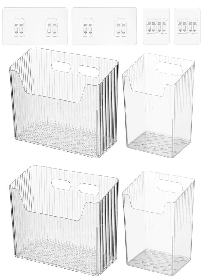 DORMIYA 4 Pcs Plastic Wall Mount Organizer Bins - Self Adhesive Cabinet Door Organizers for Cosmetics Toiletries, Wall Organisation Containers for Kitchen Bathroom Office, 7.9x3.5x5.7" & 4.3x3.5x4.5" - Image 1
