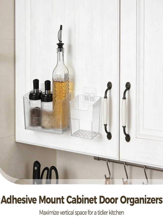DORMIYA 4 Pcs Plastic Wall Mount Organizer Bins - Self Adhesive Cabinet Door Organizers for Cosmetics Toiletries, Wall Organisation Containers for Kitchen Bathroom Office, 7.9x3.5x5.7" & 4.3x3.5x4.5" - Image 3