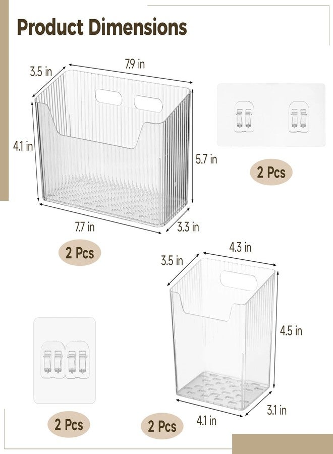 DORMIYA 4 Pcs Plastic Wall Mount Organizer Bins - Self Adhesive Cabinet Door Organizers for Cosmetics Toiletries, Wall Organisation Containers for Kitchen Bathroom Office, 7.9x3.5x5.7" & 4.3x3.5x4.5" - Image 5