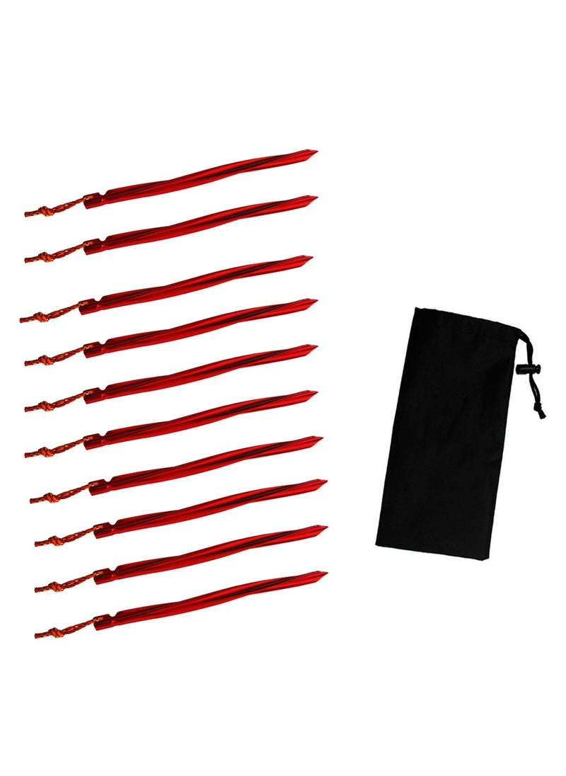 KASTWAVE Tent Pegs, 10 Pcs Aluminium Alloy Tent Stakes Lightweight Heavy Duty Garden Nail 25cm forFor Outdoor Camping Trip Hiking Beach Heavy Duty with Storage Pouch Bag  - Image 1