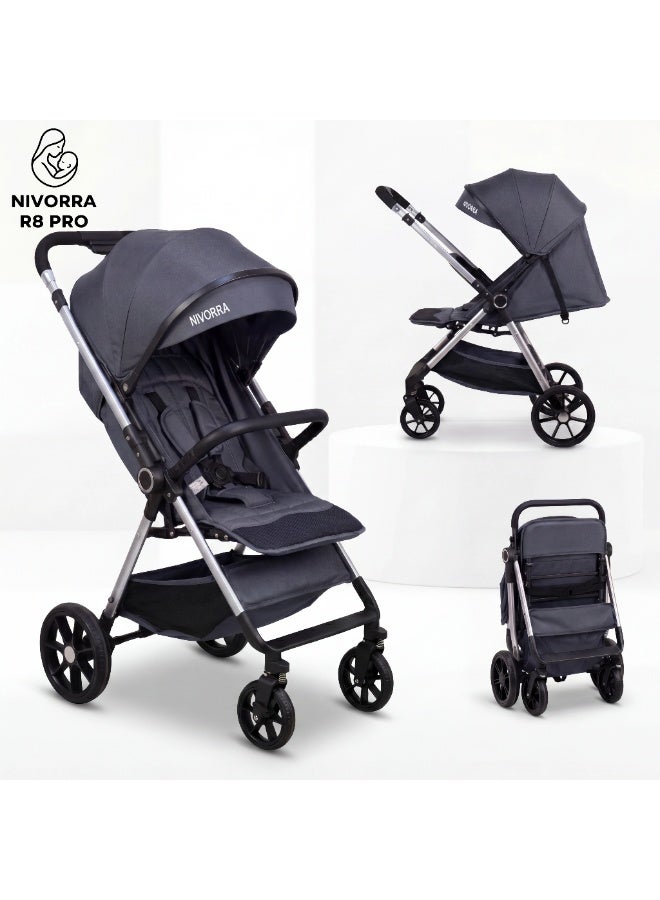 Nivorra Lightweight Travel Stroller with Reversible Handle, Easy Compact Fold, Full Recline Bed Position, and Shock-Absorbing Wheels - Image 1