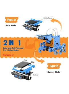 MAGIC VAULT STEM Projects 12 in 1 Solar Robot Toys for Kids, 190 Pieces Solar and Cell Powered Dual Drive Motor DIY Building Science Learning Educational Experiment Kit, Gift for Boys Girls Aged 8-12 (BLUE)  - Image 3