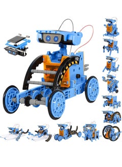MAGIC VAULT STEM Projects 12 in 1 Solar Robot Toys for Kids, 190 Pieces Solar and Cell Powered Dual Drive Motor DIY Building Science Learning Educational Experiment Kit, Gift for Boys Girls Aged 8-12 (BLUE)  - Image 1