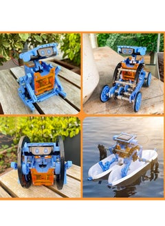 MAGIC VAULT STEM Projects 12 in 1 Solar Robot Toys for Kids, 190 Pieces Solar and Cell Powered Dual Drive Motor DIY Building Science Learning Educational Experiment Kit, Gift for Boys Girls Aged 8-12 (BLUE)  - Image 5