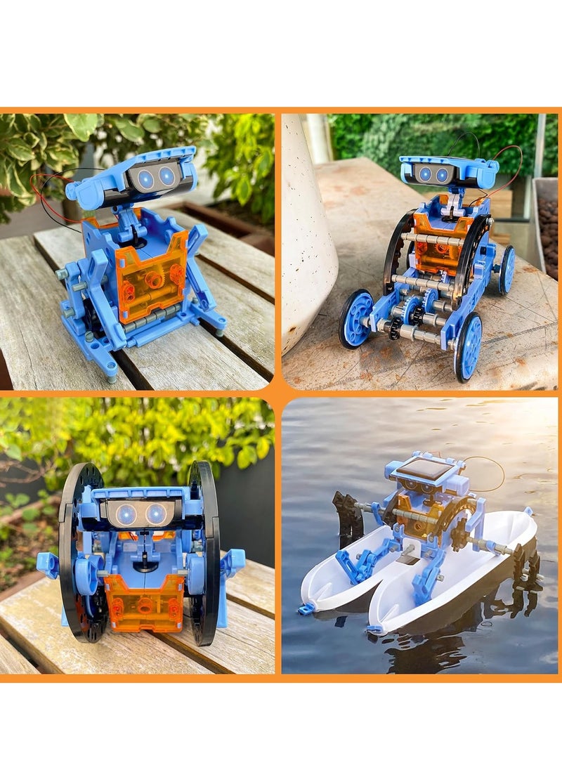 MAGIC VAULT STEM Projects 12 in 1 Solar Robot Toys for Kids, 190 Pieces Solar and Cell Powered Dual Drive Motor DIY Building Science Learning Educational Experiment Kit, Gift for Boys Girls Aged 8-12 (BLUE)  - Image 5