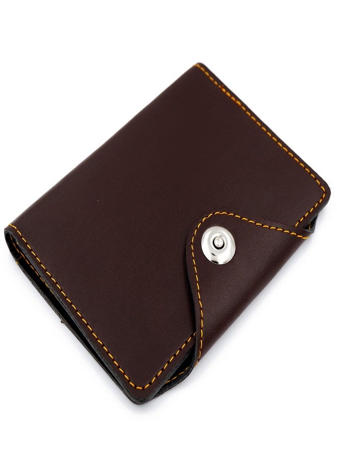 Asraw Premium Unisex Faux Leather Passport Cover - Magnetic Button Lock Passport Holder Cover Wallet (Plain Cover, Brown) - Image 3