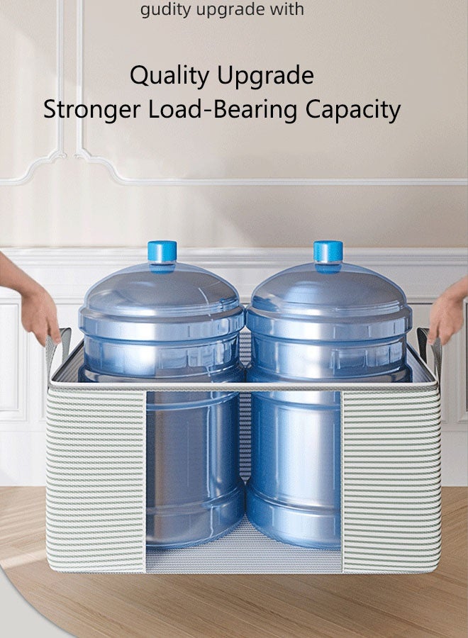 حقيبة تخزين كبيرة للألحفة مزودة بمقابض حمل، صناديق تخزين ملابس محمولة، منظمات ملابس قابلة للطي، حاويات تخزين بسحاب للبطانيات وأغطية الأسرة، 60 × 40 × 30 سم - Image 5