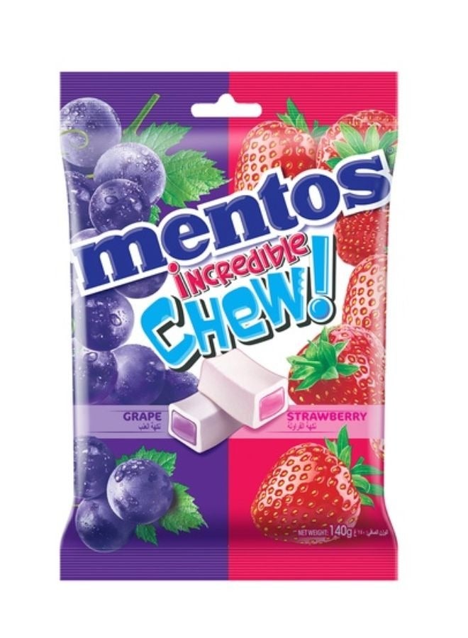 Mentos Incredible Chew Bag Strawberry & Grape Flavor 140g - Image 1