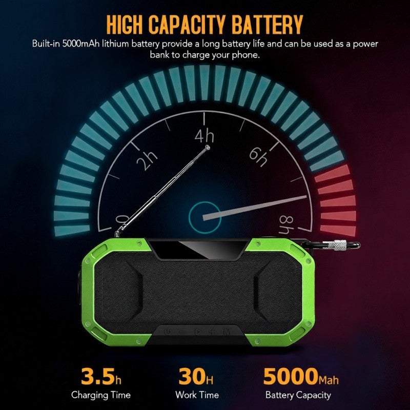 Portable AM FM Radio: 5000mAh Battery IPX6 Waterproof Bluetooth - High Sensitivity Reception Emergency Flashlight Compass for Outdoor Emergency Survival Camping Home Use - Image 4