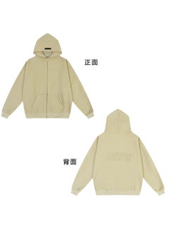 FOG ESSENTIALS Hoodie Autumn Winter Plush Zip Jacket Sandstone yellow