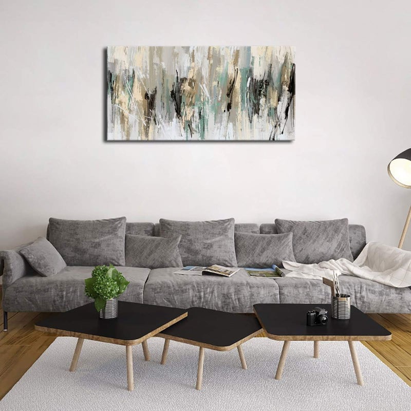 tigeridge Abstract Wall Art Grey Canvas Art Modern Canvas Pictures Contemporary Canvas Artwork for Bedroom Living Room Bathroom Kitchen Office Home Wall Decor Framed Ready to Hang 24" x 48" - Image 2
