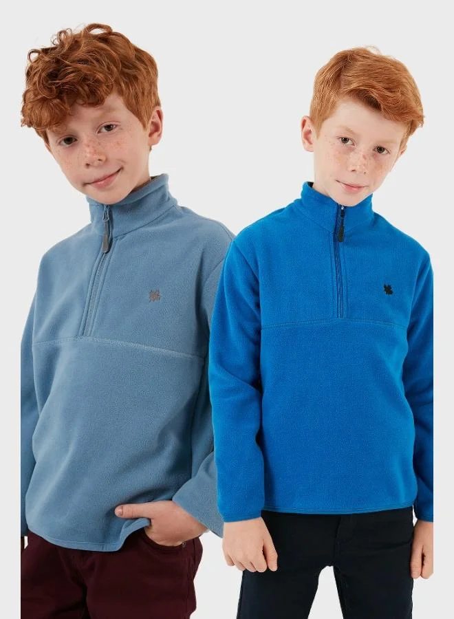 ليلا ليلا سترة قطبية للأطفال بسحاب وياقة واقفة - عبوة من قطعتين