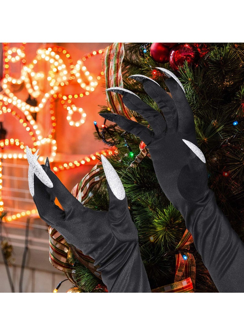 SYOSI - Pack of 2 Cosplay Costume Gloves Attached Long Fingernails Party DIY Decorations Best Gift for DIY Party Event Supplies Black - Image 1