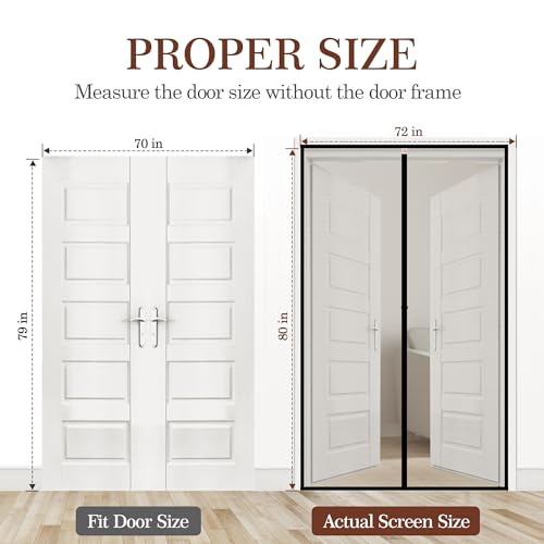 Yotache Magnetic Screen Door Fits Door Size 70 x 79, Screen Size 72" x 80" Strengthened Fiberglass Mesh for Patio Sliding Door Black - Image 2