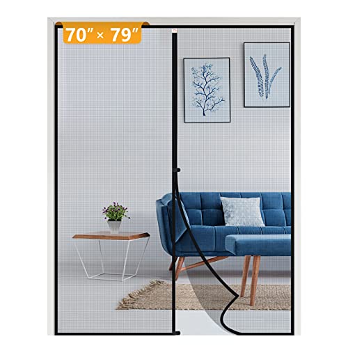 Yotache Magnetic Screen Door Fits Door Size 70 x 79, Screen Size 72" x 80" Strengthened Fiberglass Mesh for Patio Sliding Door Black - Image 1