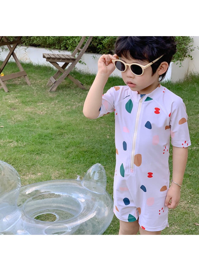 بامبل بي قبعة سباحة مجانية • بدلة سباحة أطفال قطعة واحدة بأكمام قصيرة ومقبض سحاب وشورت سباحة للينابيع الحارة - Image 5