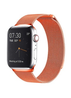 Replacement Strap Milanese Loop Magnetic Stainless Steel Watch Band for Apple Watch Ultra 49mm&Watch Ultra 2 49mm / Series 9&8&7 45mm / SE 3&SE 2&6&SE&5&4 44mm / 3&2&1 42mm Orange