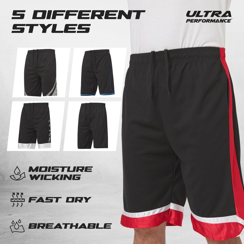 Ultra Performance شورتات رياضية للرجال 5 عبوات أداء فائق، شورتات رياضية للجيم، شورتات كرة سلة للرجال، 5X - Image 5