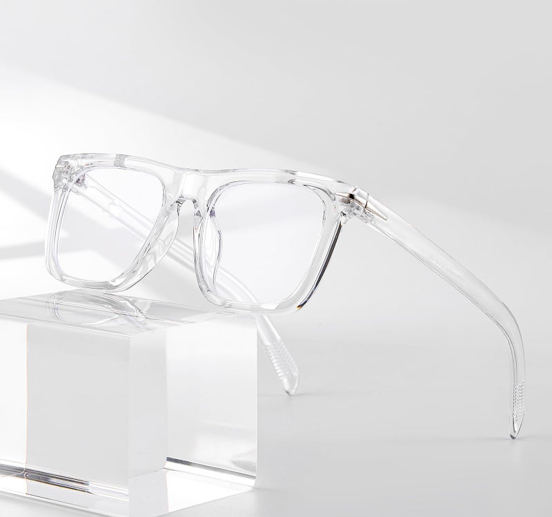 Gleyemor Blue Light Glasses for Men Women Trendy Square Frame Blue Light Blocking Lens Computer Glasses (Black + Transparent) - Image 5