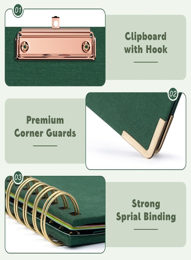 EYROZILL Clipboard with Storage, Clipboard Folio with Refillable Lined Notepad, Spiral Clipboards for Letter Size with 5 Folders and 10 Pockets, Cute Clip Board for Office, 8.5'' x 11'' (Dark Green) - Image 4