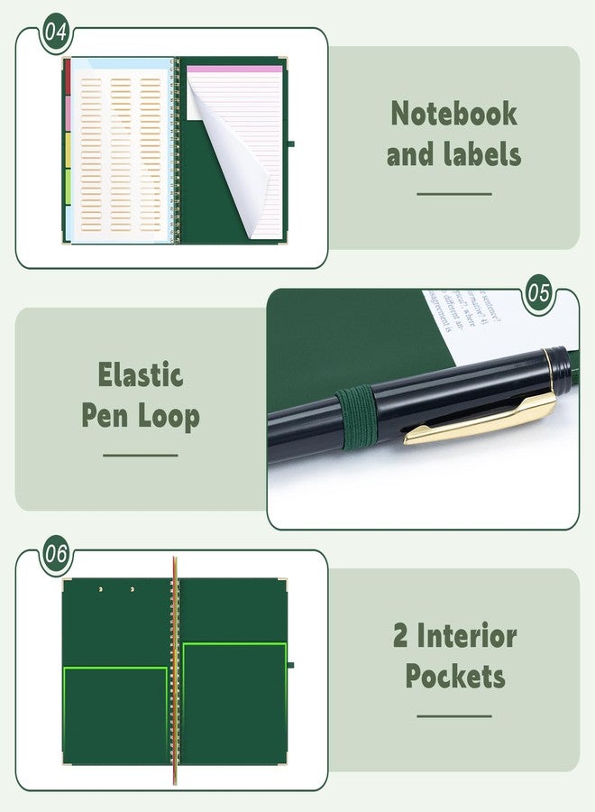 EYROZILL Clipboard with Storage, Clipboard Folio with Refillable Lined Notepad, Spiral Clipboards for Letter Size with 5 Folders and 10 Pockets, Cute Clip Board for Office, 8.5'' x 11'' (Dark Green) - Image 5