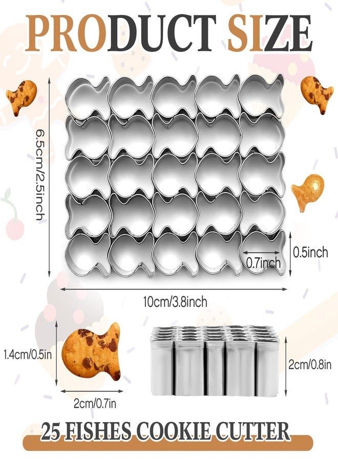 Ninehaoou Gold Fish Cracker Cutter,25 Cavity Cookie Cutter,Mini Cookie Molds with Cleaning Brush,non-stick Dough, Stainless Steels Mold for Baking - Image 2