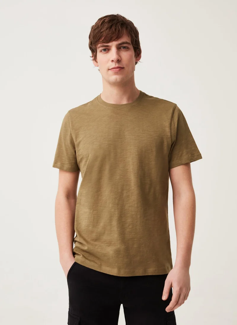 او في اس Ovs Round-Neck T-Shirt In Jersey Slub