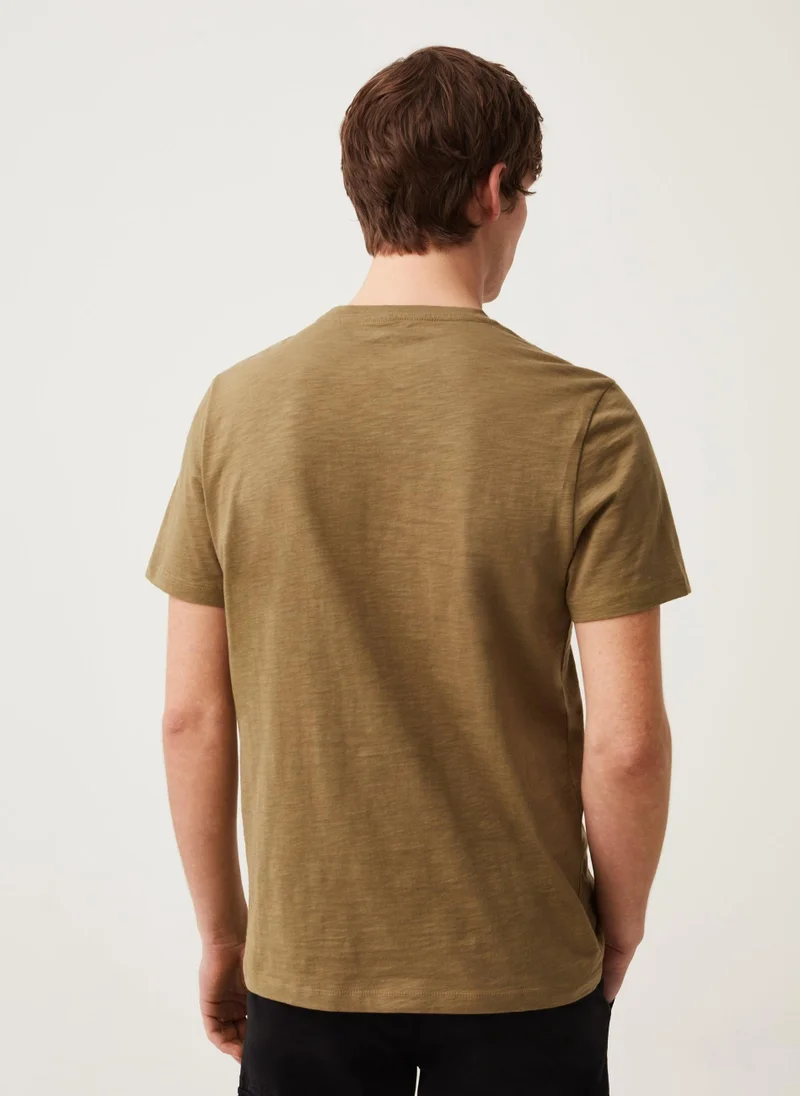 او في اس Ovs Round-Neck T-Shirt In Jersey Slub