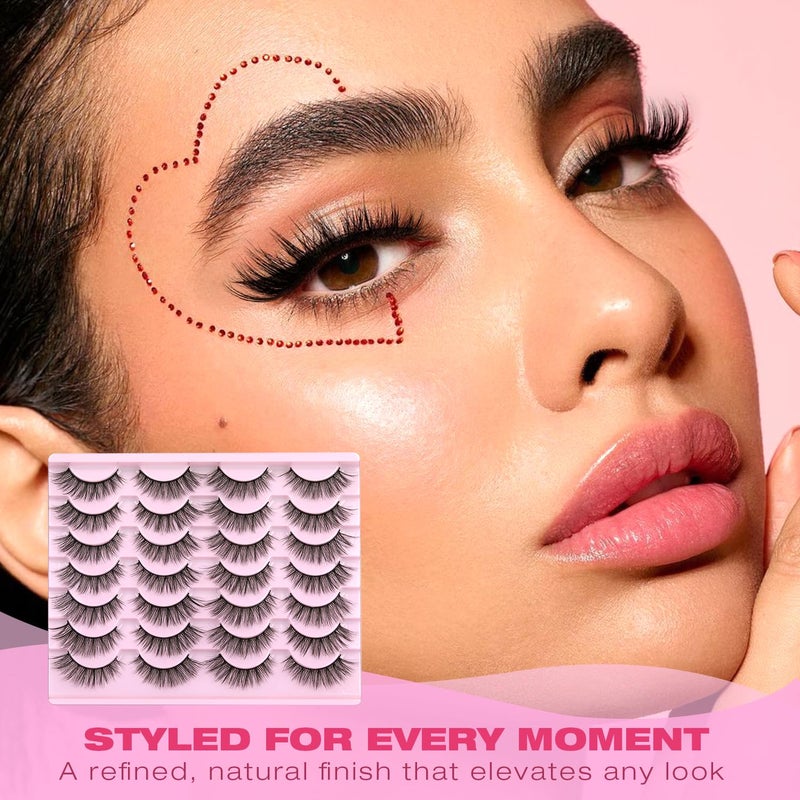 Kiromiro False Eyelashes 14mm Faux 3D Mink Lashes Natural Look Cat Eye Wispy Lashes Pack by Kiromiro, 14 Pairs - Image 5