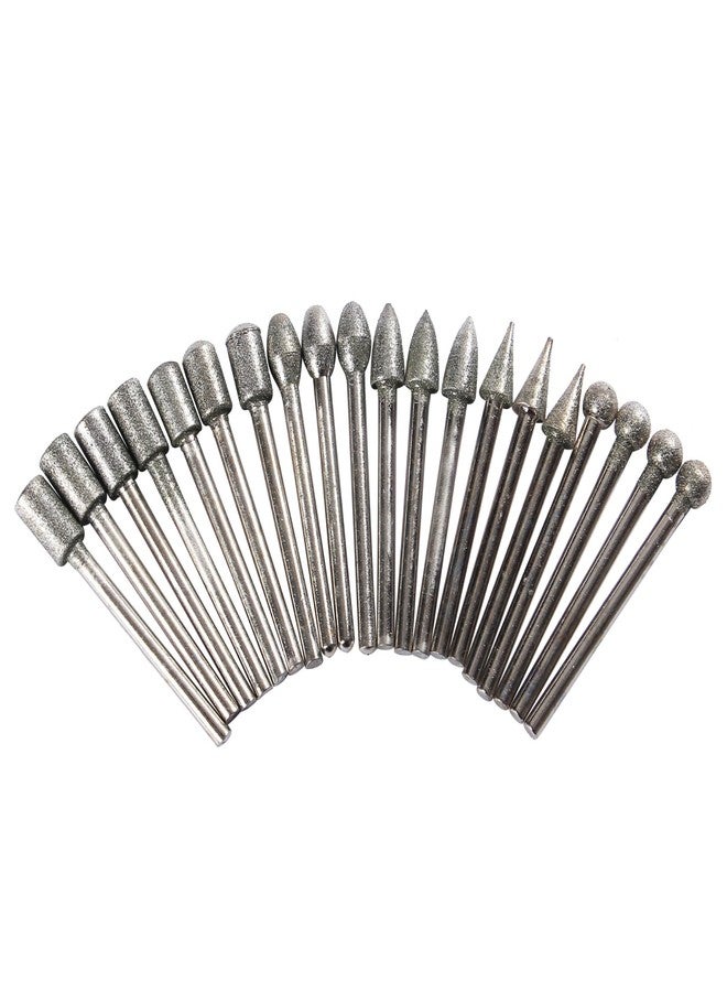 Drilax 20-Pc Diamond Rotary Tool Bits Set | 120 Grit Engraving & Carving Burrs with 1/8" Shank | Dremel Compatible for Glass, Stone & Rock - Image 1