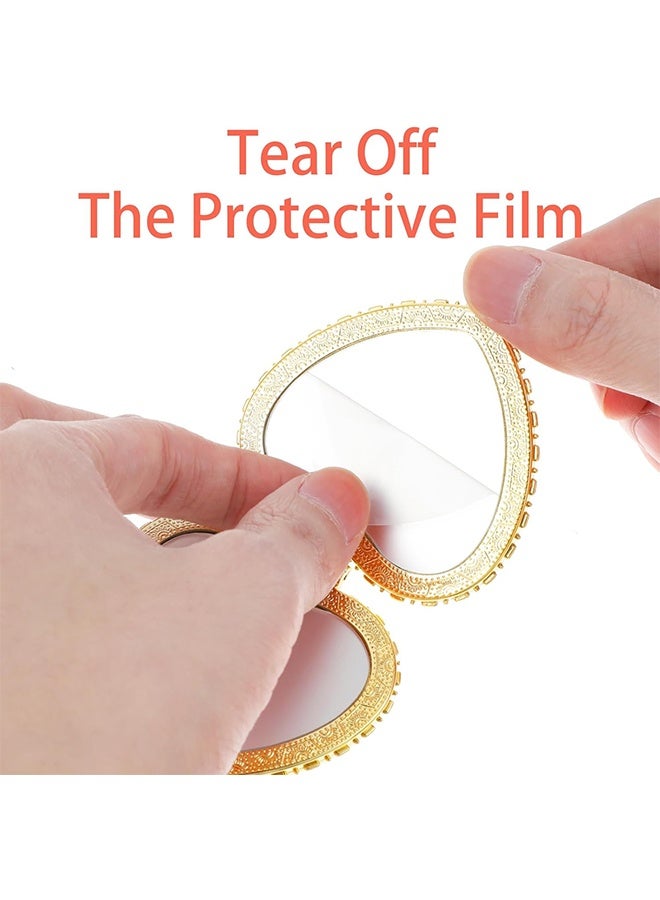 2 Pcs Mini Heart Folding Compact Mirror for Purse, Vintage Double-Sided Flower Makeup Mirrors Portable Trave Cosmetic Mirror for Women Girls Pocket (Pink, Blue) - Image 4