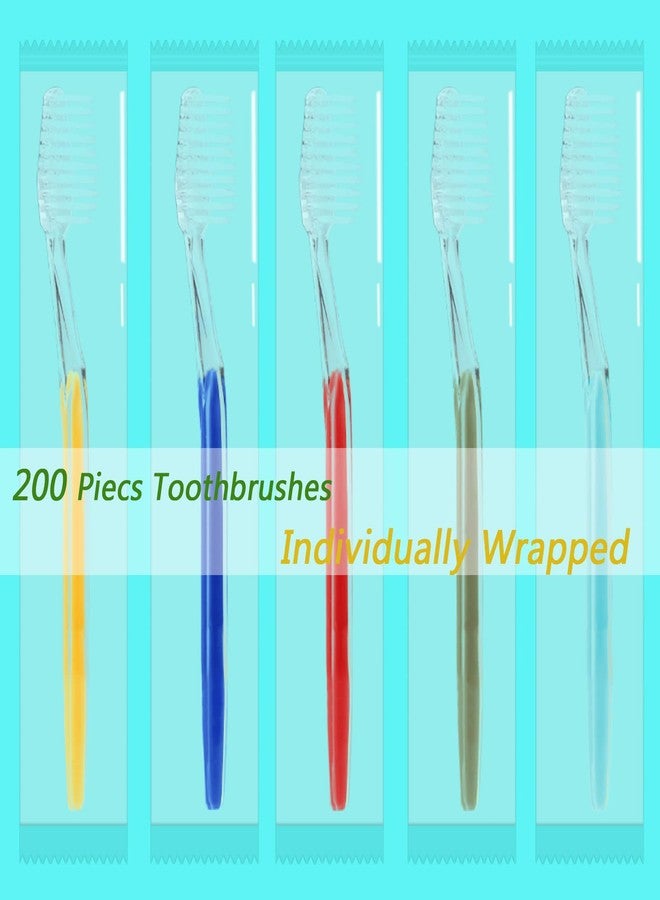 Homvle 200 Packs Disposable Toothbrushes Individually Wrapped, Medium Soft Bristle Travel Toothbrushes Bulk for Adults/Kids Hotel Toiletries, 5 Colors. - Image 2