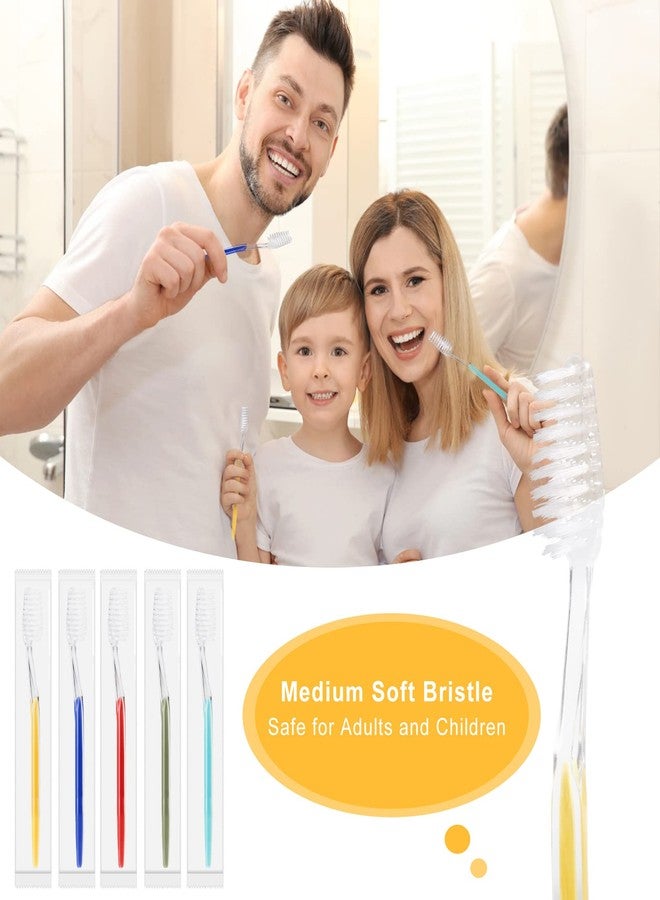 Homvle 200 Packs Disposable Toothbrushes Individually Wrapped, Medium Soft Bristle Travel Toothbrushes Bulk for Adults/Kids Hotel Toiletries, 5 Colors. - Image 5