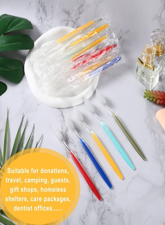 Homvle 200 Packs Disposable Toothbrushes Individually Wrapped, Medium Soft Bristle Travel Toothbrushes Bulk for Adults/Kids Hotel Toiletries, 5 Colors. - Image 4