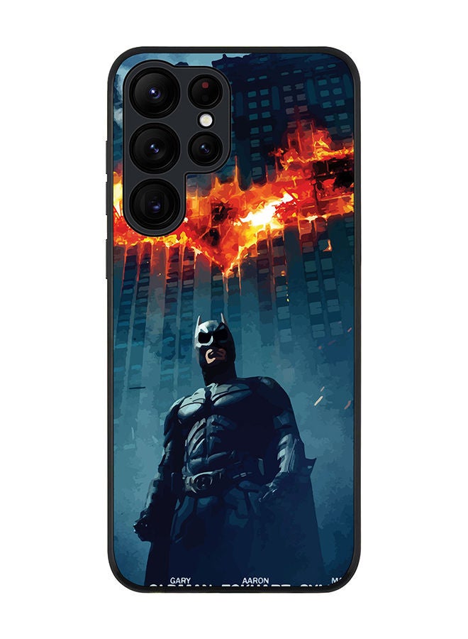 Stylizedd Rugged Black edge case for Samsung Galaxy S22 Ultra 5G Slim fit Soft Case Flexible Rubber Edges Anti Drop TPU Gel Thin Cover - Burning Batman - Image 1