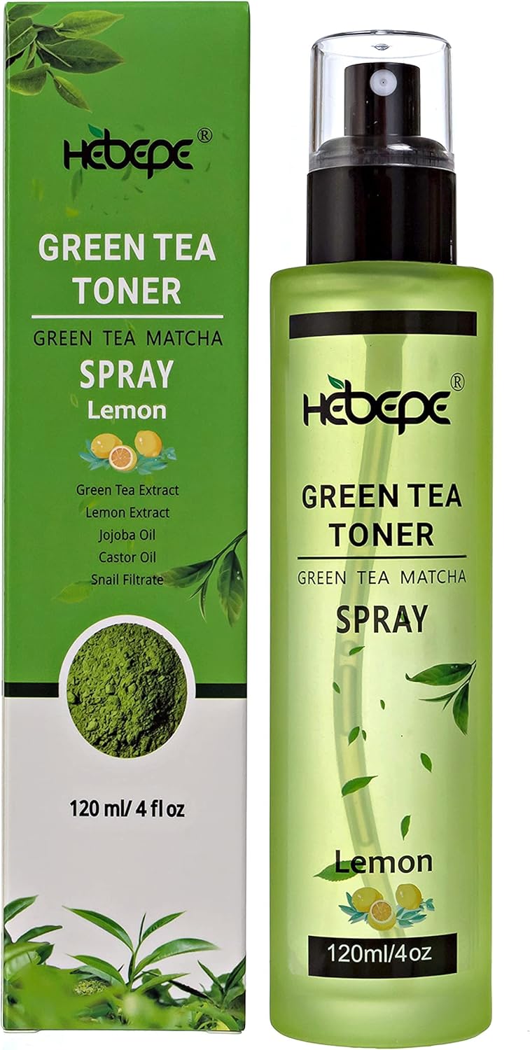 Green Tea Matcha Facial Toner Mist with Lemon Refreshing Moisturizing and Soothing Face Toner with Jojoba Oil Castor Oil Snail Filtrate120ml