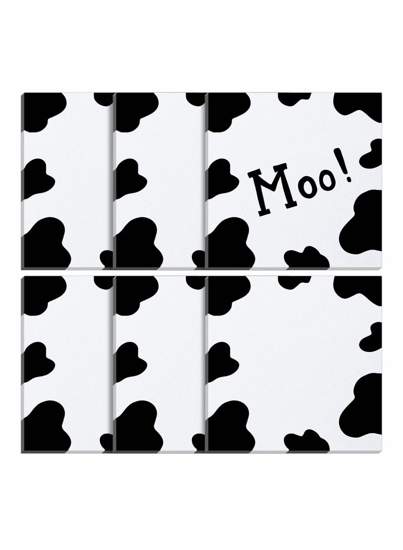 Y&D 6 Packs Cute Cow Print Note Post Sticky Notes Self Pads Adhesive Paper Memo for Reminders Studying School Office  - Image 1