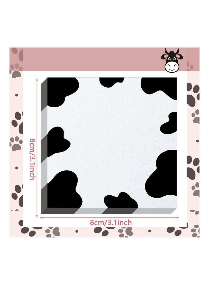 Y&D 6 Packs Cute Cow Print Note Post Sticky Notes Self Pads Adhesive Paper Memo for Reminders Studying School Office  - Image 2