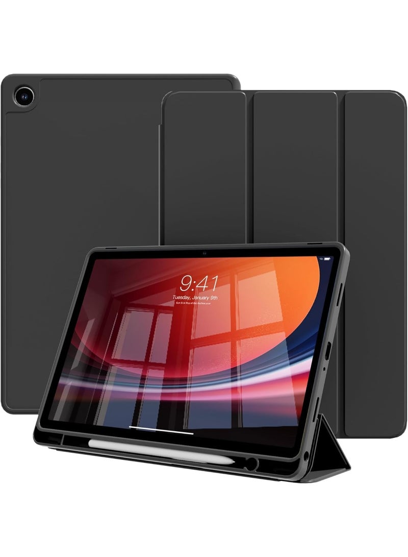 Trifold Case for Samsung Galaxy Tab A11 2025 X133 X135 8.7 inch Slim  Shockproof Case with Soft Silicone  Back Cover -black